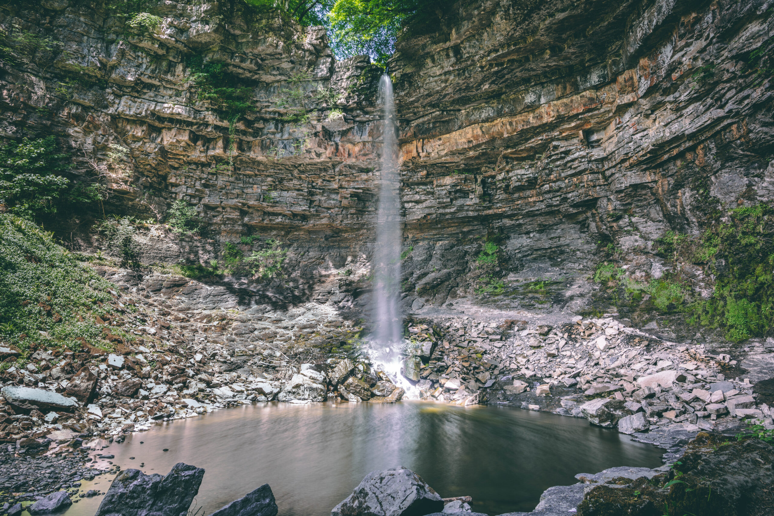 Hardraw Force near Hawes, the highest single drop waterfall in England.